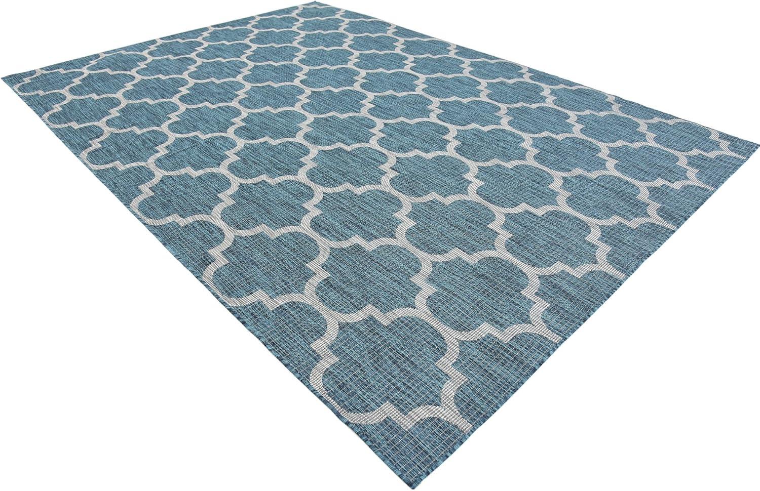 Unique Loom 8' 0 x 11' 4 Rectangle Indoor/Outdoor Trellis Teal Area Rug