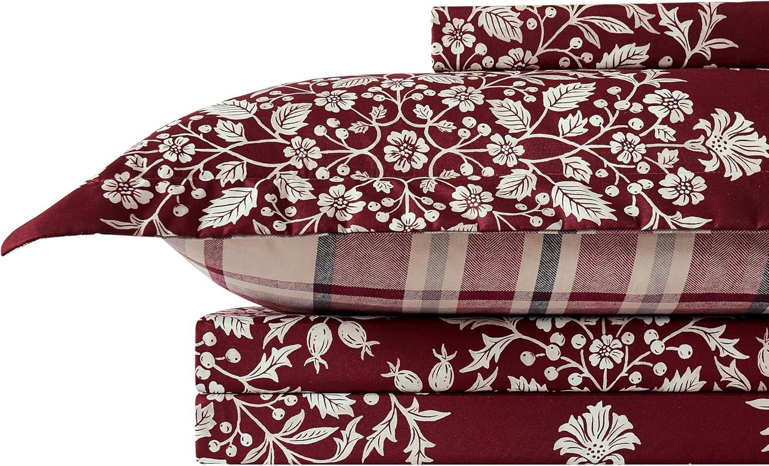 Holly and Red Plaid Reversible King/Cal King Duvet Cover Set