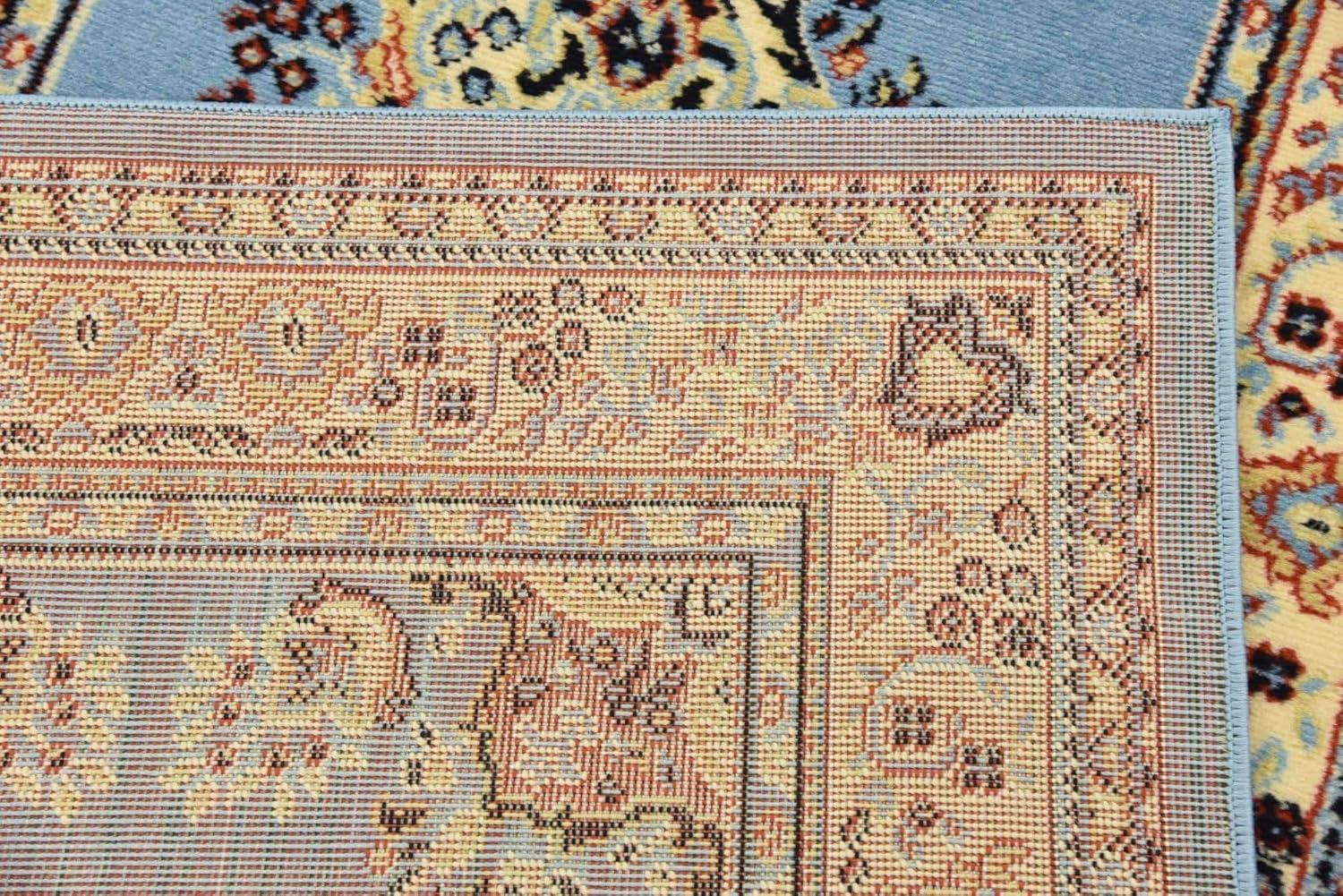 Unique Loom Washington Reza Rug Light Blue/Cream 3' x 16' 5" Runner Floral French Perfect For Bathroom Hallway Mud Room Laundry Room