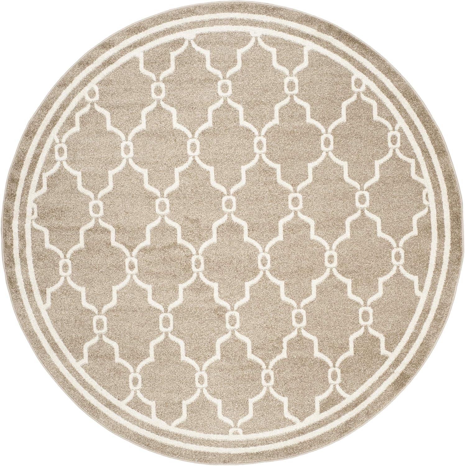 Amherst AMT414 Power Loomed Indoor Area Rug - Wheat/Beige - 7' Round - Safavieh