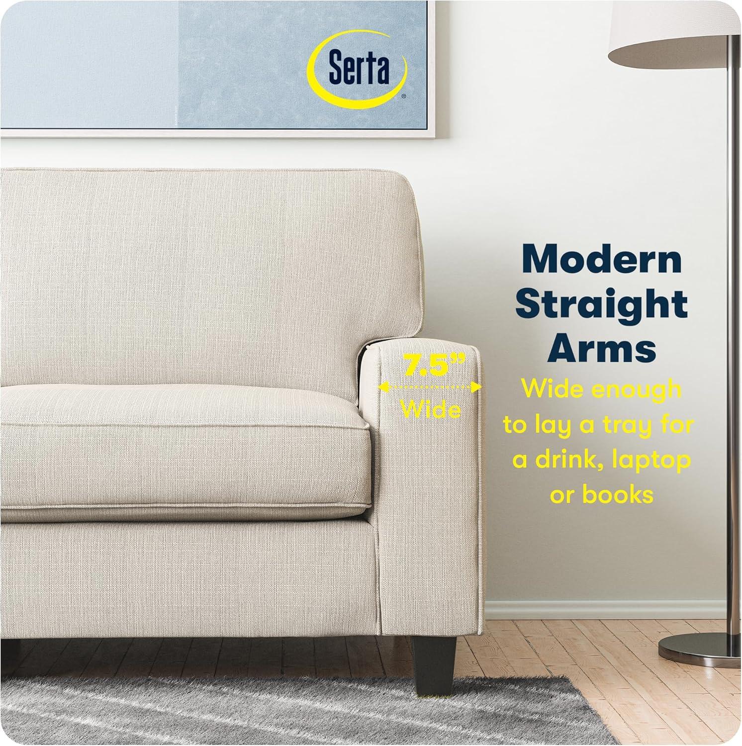 Serta Palisades 73" Track Arm Sofa, Easy Care Fabric, Soft Pillow Back, Pocket Coil Seat Cushions