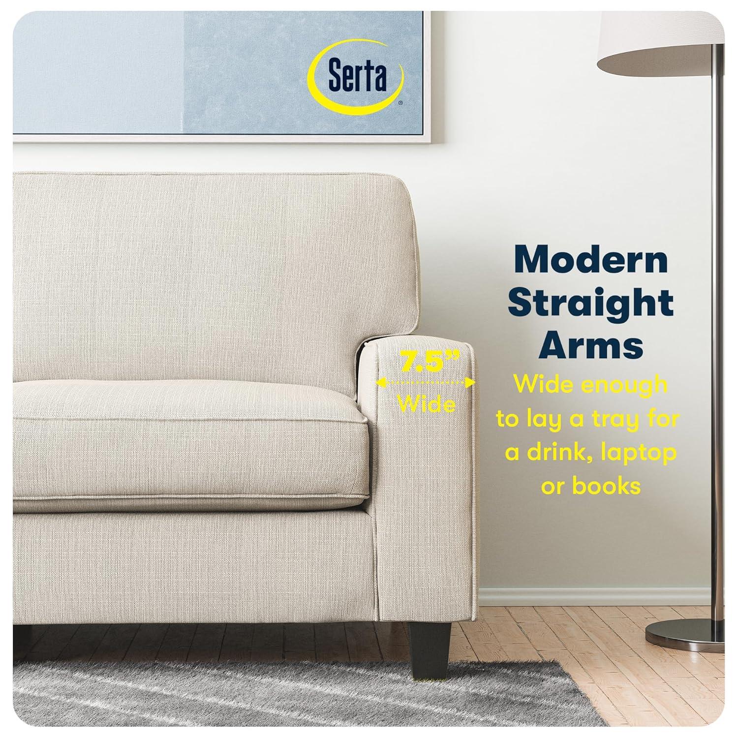 Serta Palisades 78" Track Arm Sofa, Easy Care Fabric, Soft Pillow Back, Pocket Coil Seat Cushions
