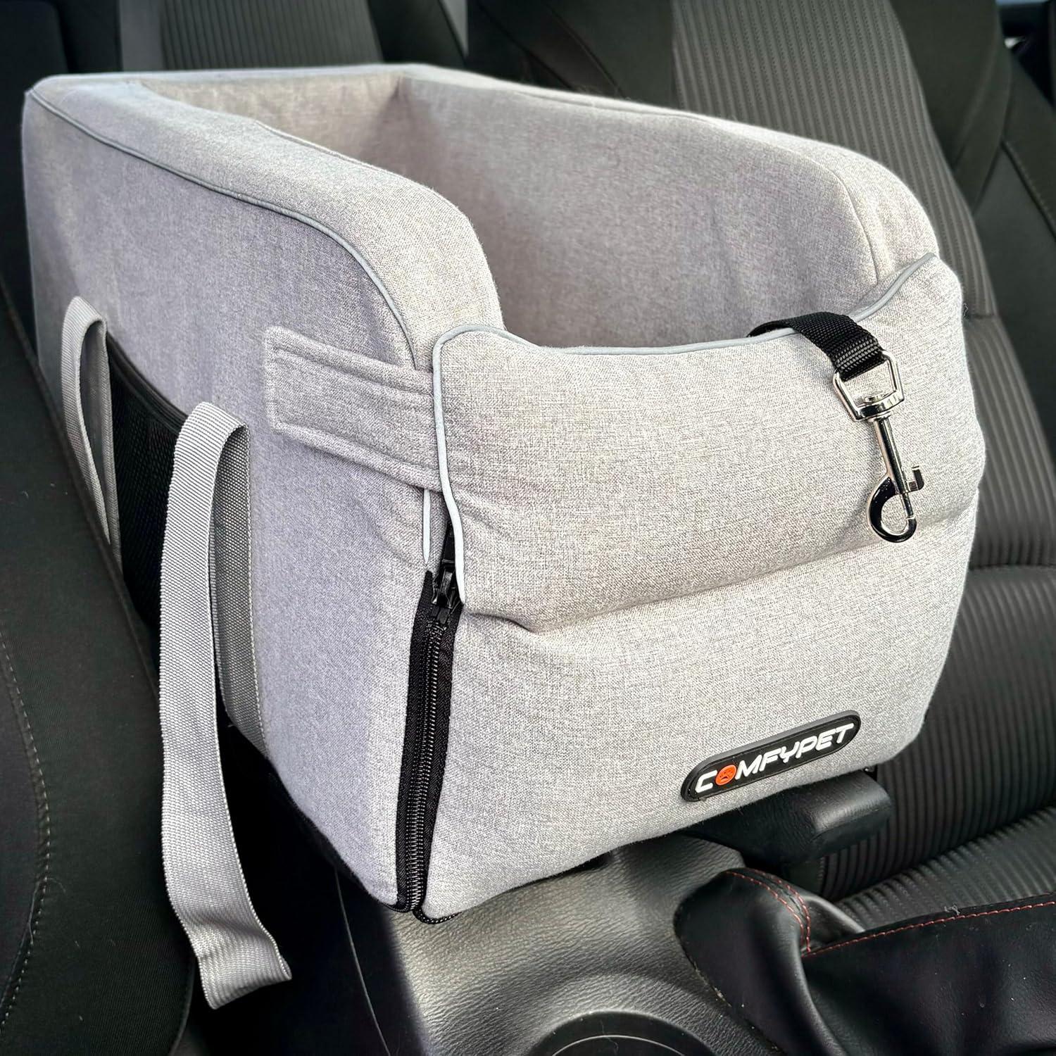 Gray Adjustable Small Dog Car Seat Carrier