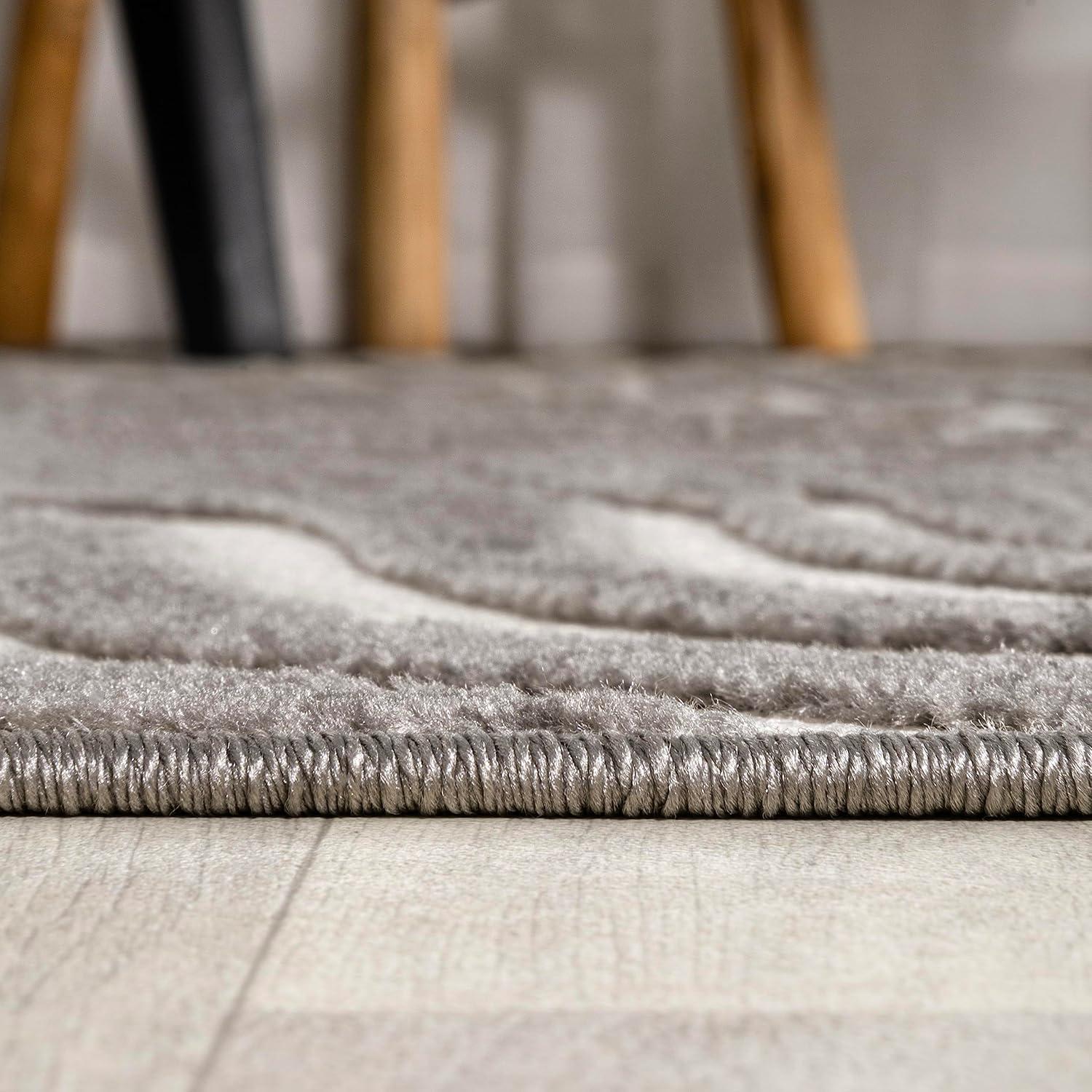 JONATHAN Y Maribo High-Low Abstract Groovy Striped Gray/Ivory 5 ft. x 8 ft. Indoor/Outdoor Area Rug