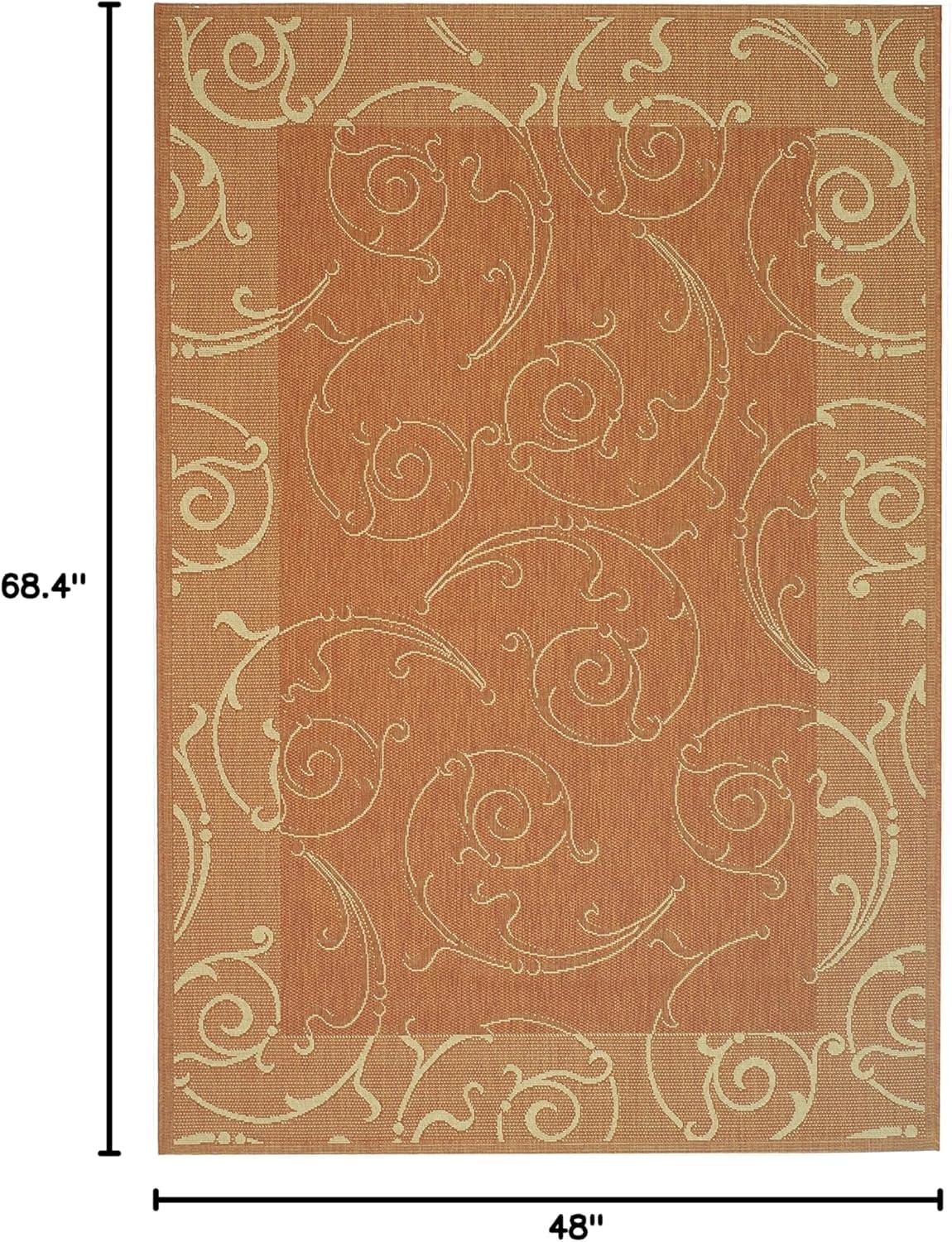 Courtyard CY2665 Power Loomed Indoor and Outdoor Area Rug - Terracotta/Natural - 4'x5'7" - Safavieh