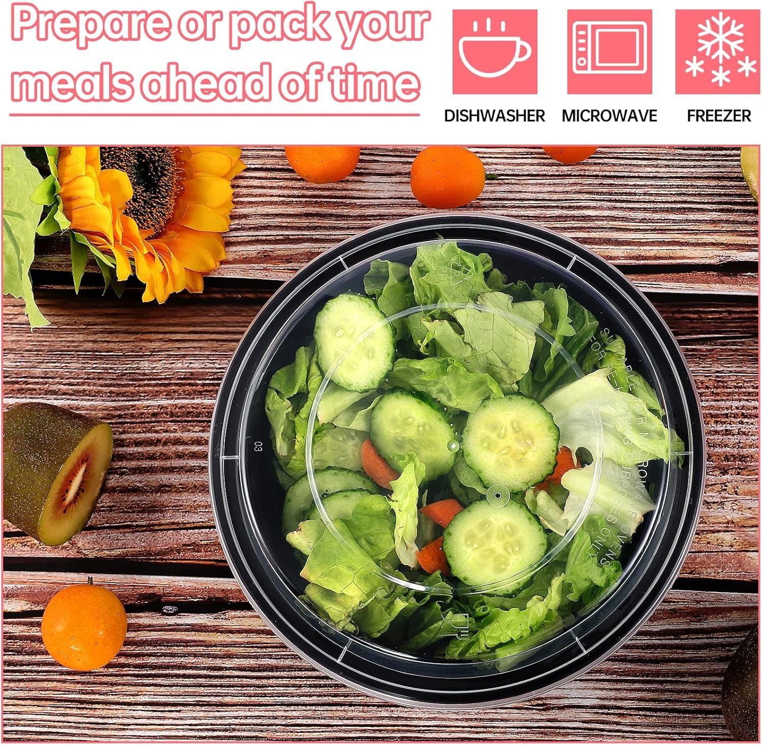 Freshware Meal Prep Bowl Containers [30 Pack] Plastic Bowls with Lids for Soup and Salad, Food Storage Bento Box, BPA Free, Stackable, Lunch Boxes, Microwave/Dishwasher/Freezer Safe (28 oz)