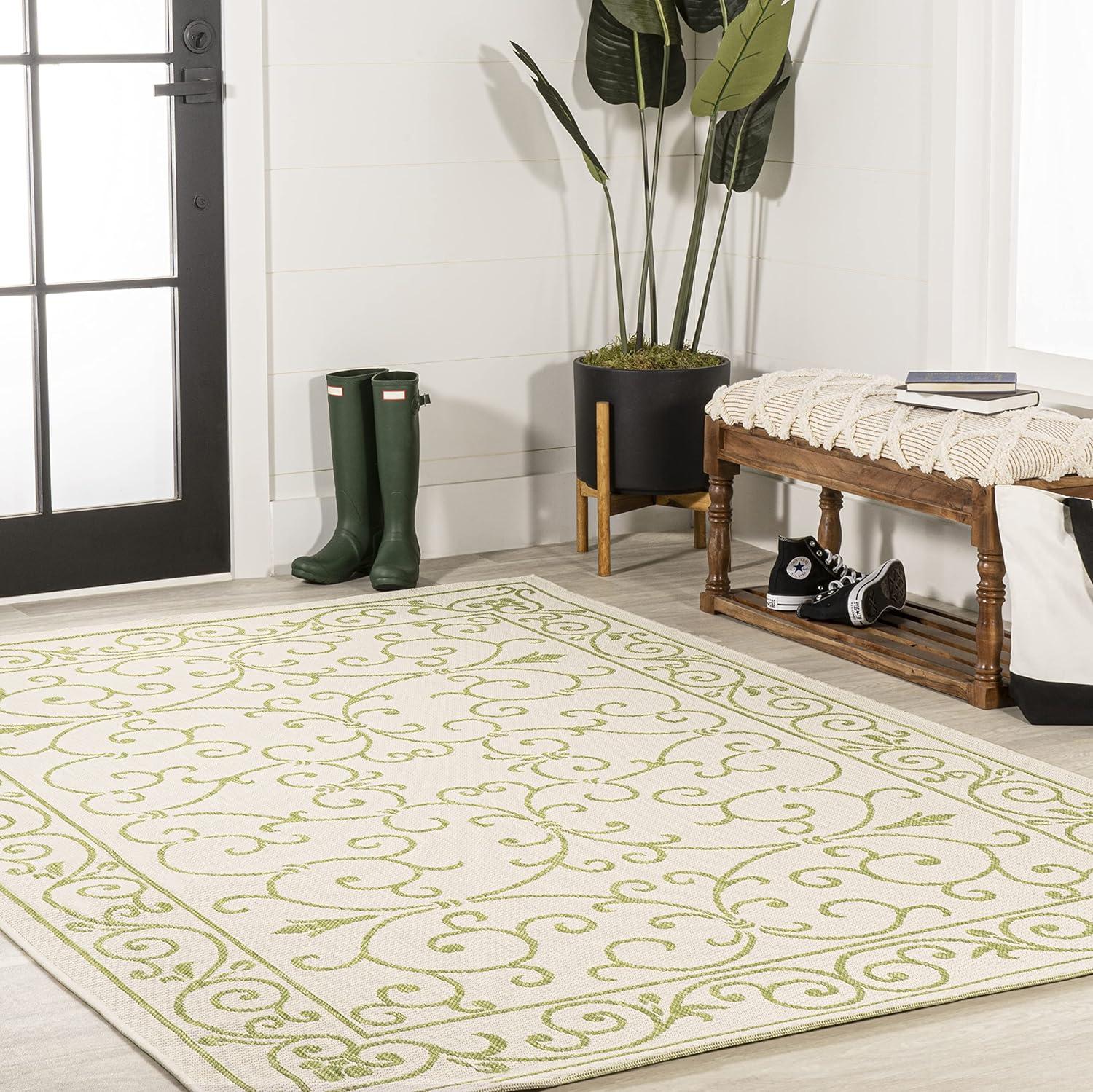 Charleston Vintage Filigree Textured Weave Indoor/Outdoor Area Rug  - JONATHAN Y