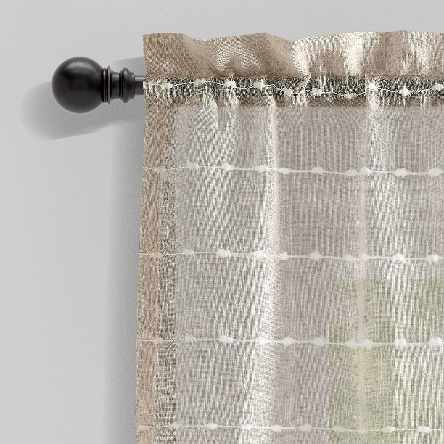 Neutral Textured Sheer Rod Pocket Window Valance 52"W x 18"L