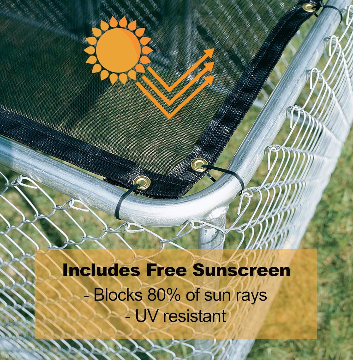 Chain Link Portable Outdoor Dog Kennel | Outdoor Dog Kennel Measures 6ft x 6ft x 4ft & Includes Sunscreen