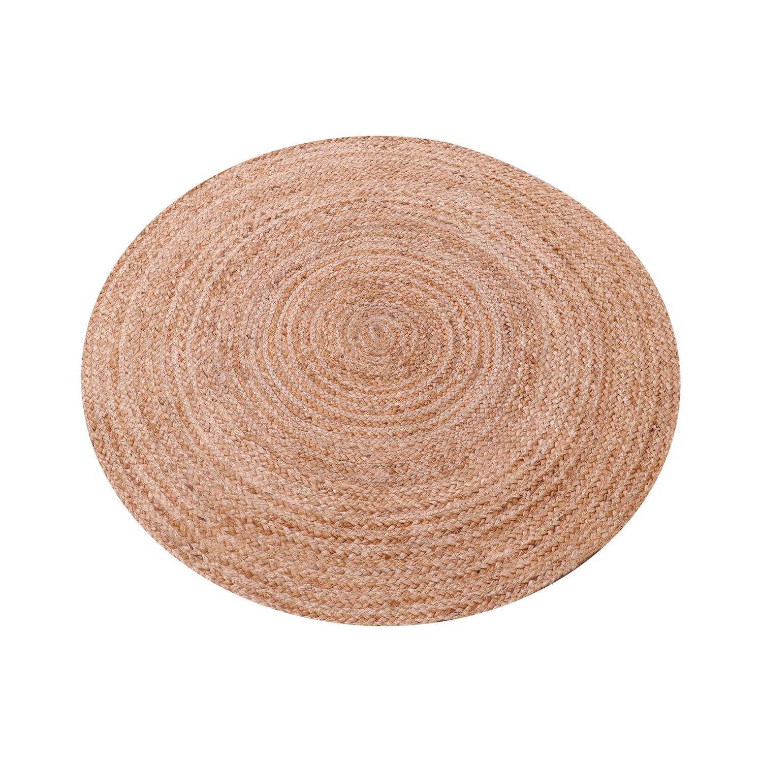 Nuloom 4 Round Rigo Jute Hand Woven Indoor Area Rug, Natural, Solid Farmhouse Design, Natural Fiber Bedroom, Living Room, Kitchen,