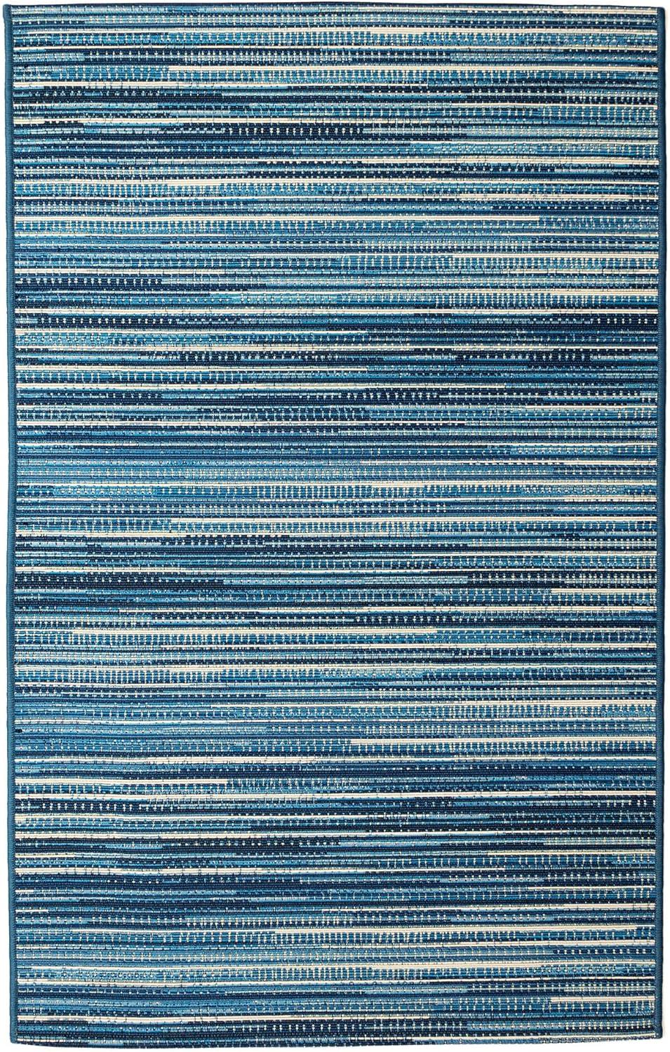 Marina Stripes China Blue 2'7" x 4'3" Synthetic Indoor/Outdoor Rug