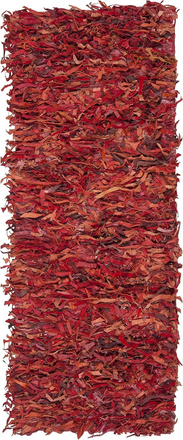 SAFAVIEH Mariam Leather Shag Area Rug, White, 2'3" x 4'