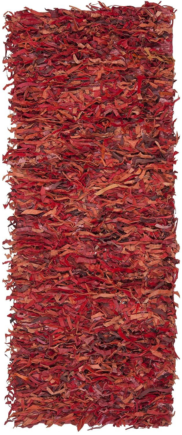 SAFAVIEH Mariam Leather Shag Area Rug, White, 2'3" x 4'