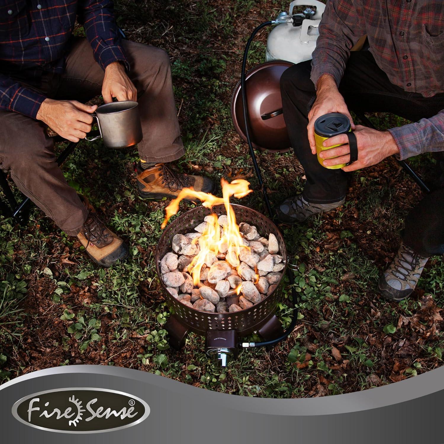 Fire Sense 62133 Sporty Campfire Portable Fire Pit LPG Gas 60,000 BTU Outdoor Firepit Includes Propane Stand Included - Dark Bronze - Round - 15"