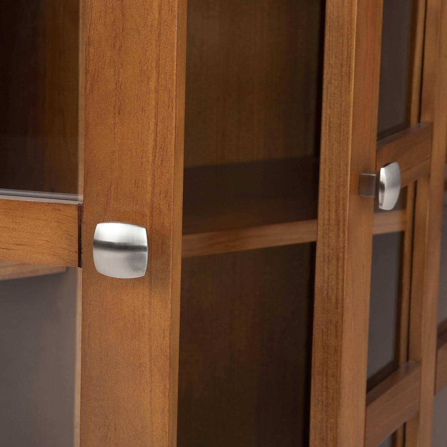 Simpli Home Acadian 36"W Solid Wood 2-Shelf Entryway Storage Cabinet with Glass Doors and 2 Drawers