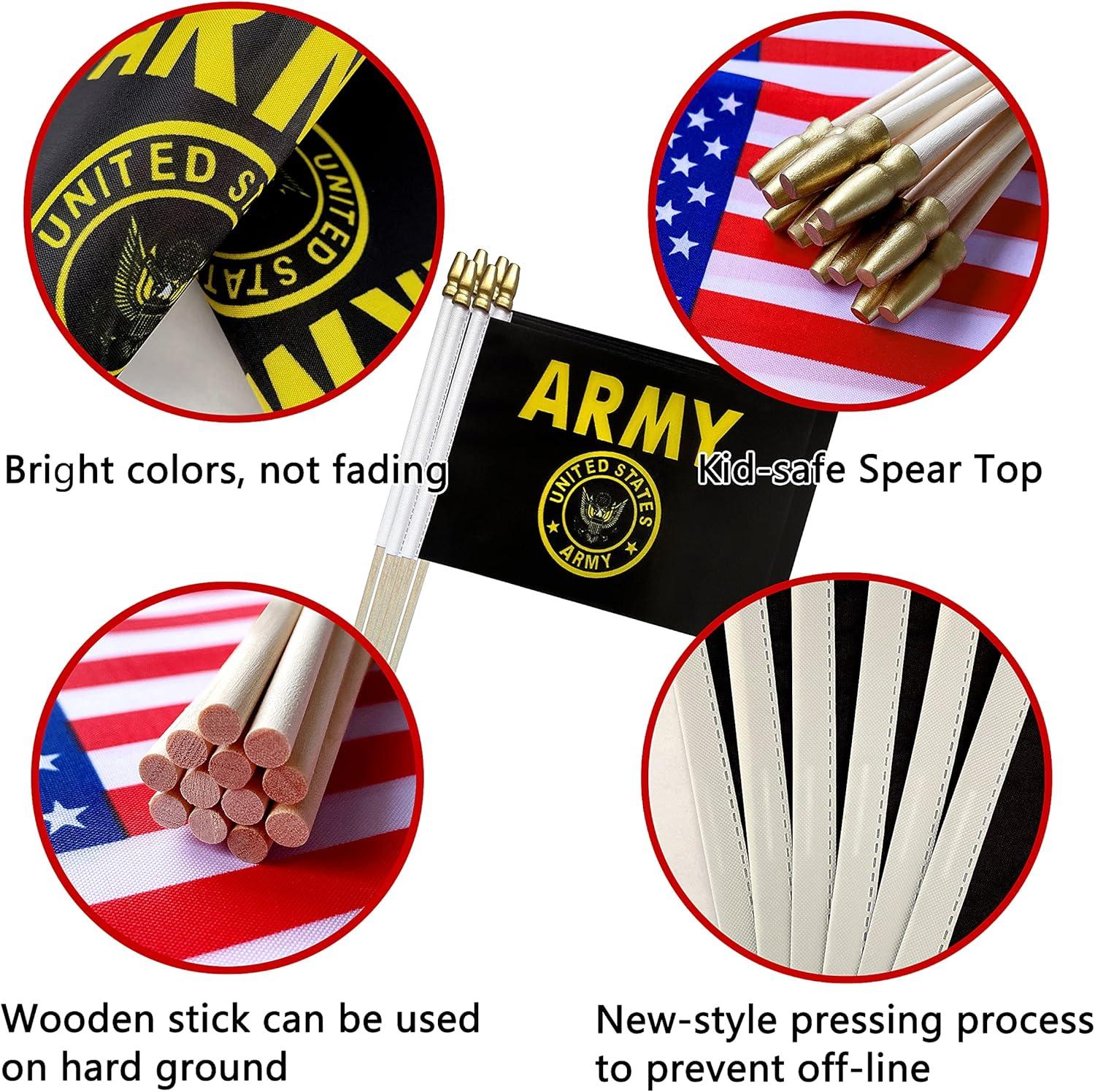 5" x 8" Polyester Mini Hand Held Military Outdoor Flag, 12 Pack