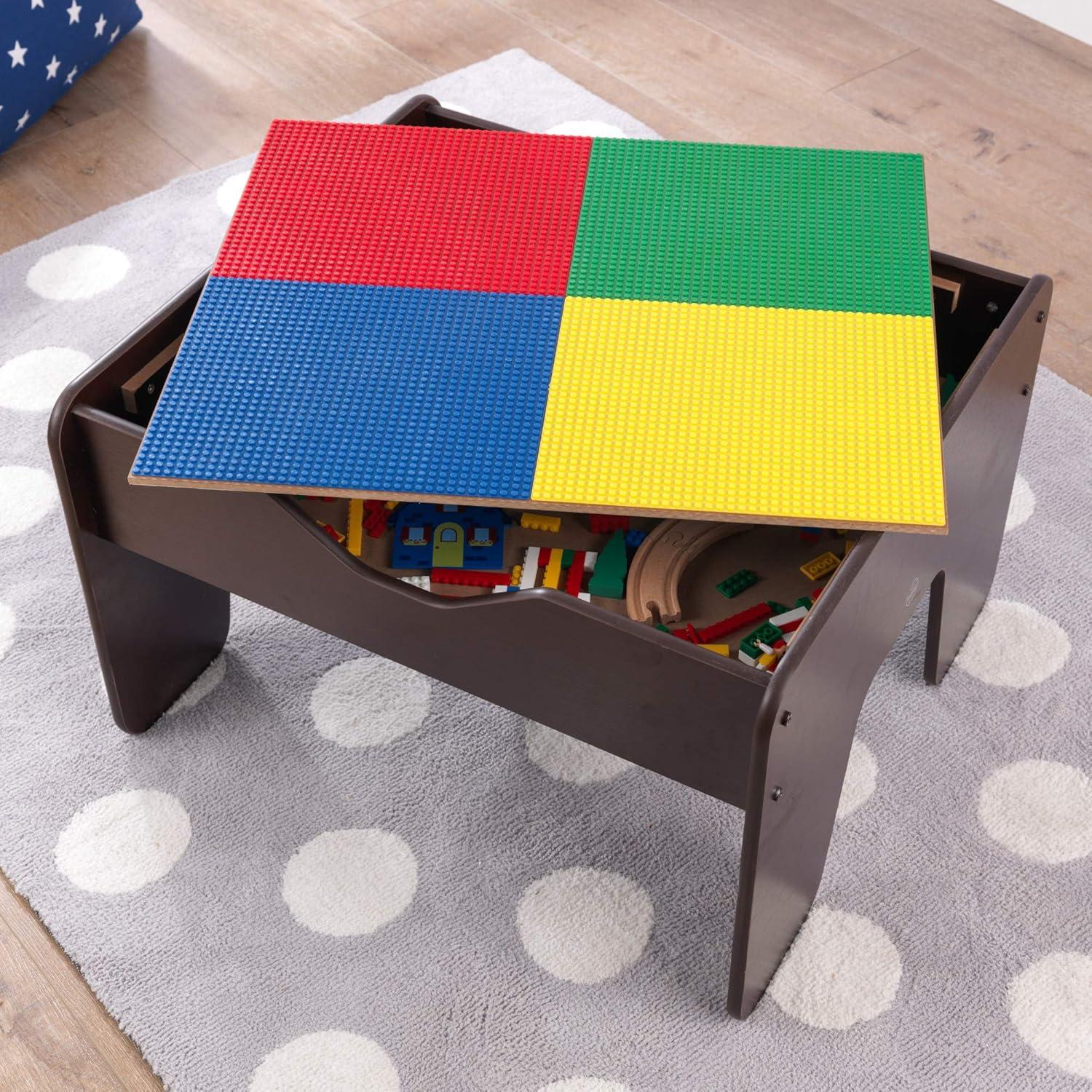 KidKraft 2-in-1 Wooden Activity Table with Board, Train Set and 195 Bricks