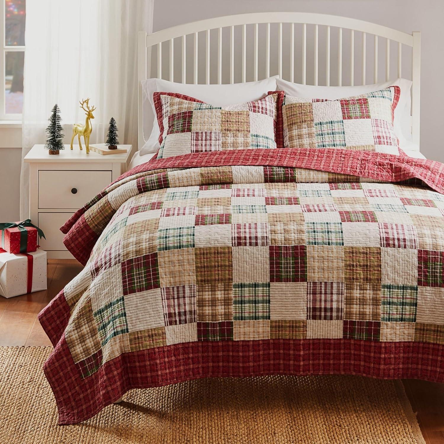 Greenland Home Fashion Oxford Luxurious High Quality Quilt Set Including Pillow Sham Red