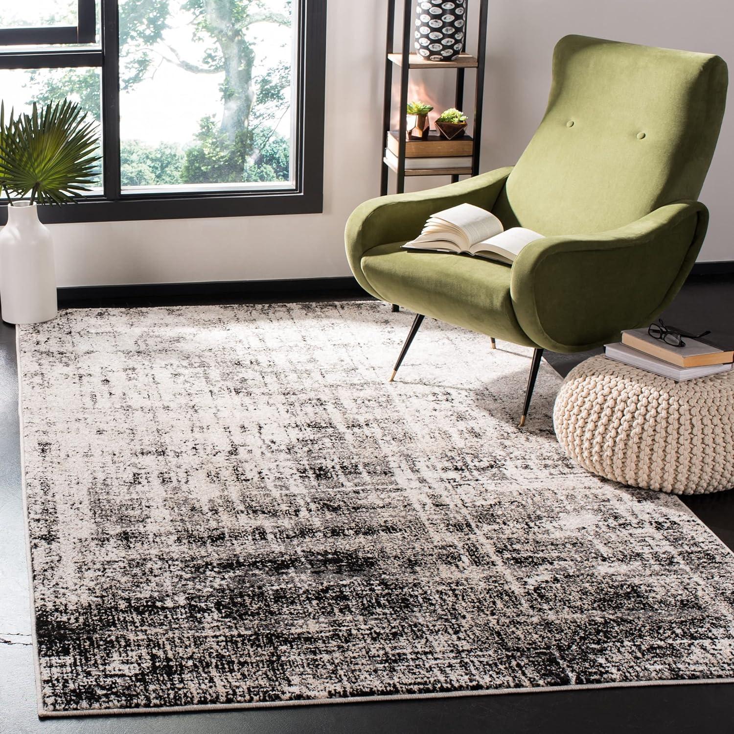 Chic Lodge Silver & Black Synthetic 4' x 6' Area Rug