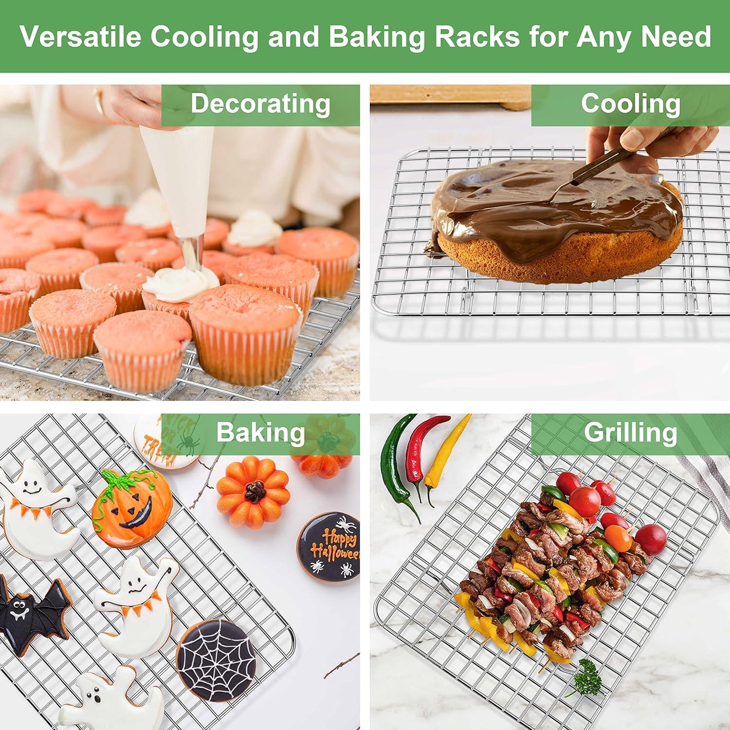 Trian 2 Cooling Racks for Baking, Stainless Steel Wire Rack Baking Rack Oven Rack Cookie Rack, Oven Safe, Rust-Resistant Rack for Cooking, Baking, Roasting and Grilling(8.75'' x 6.25'' x 0.75')