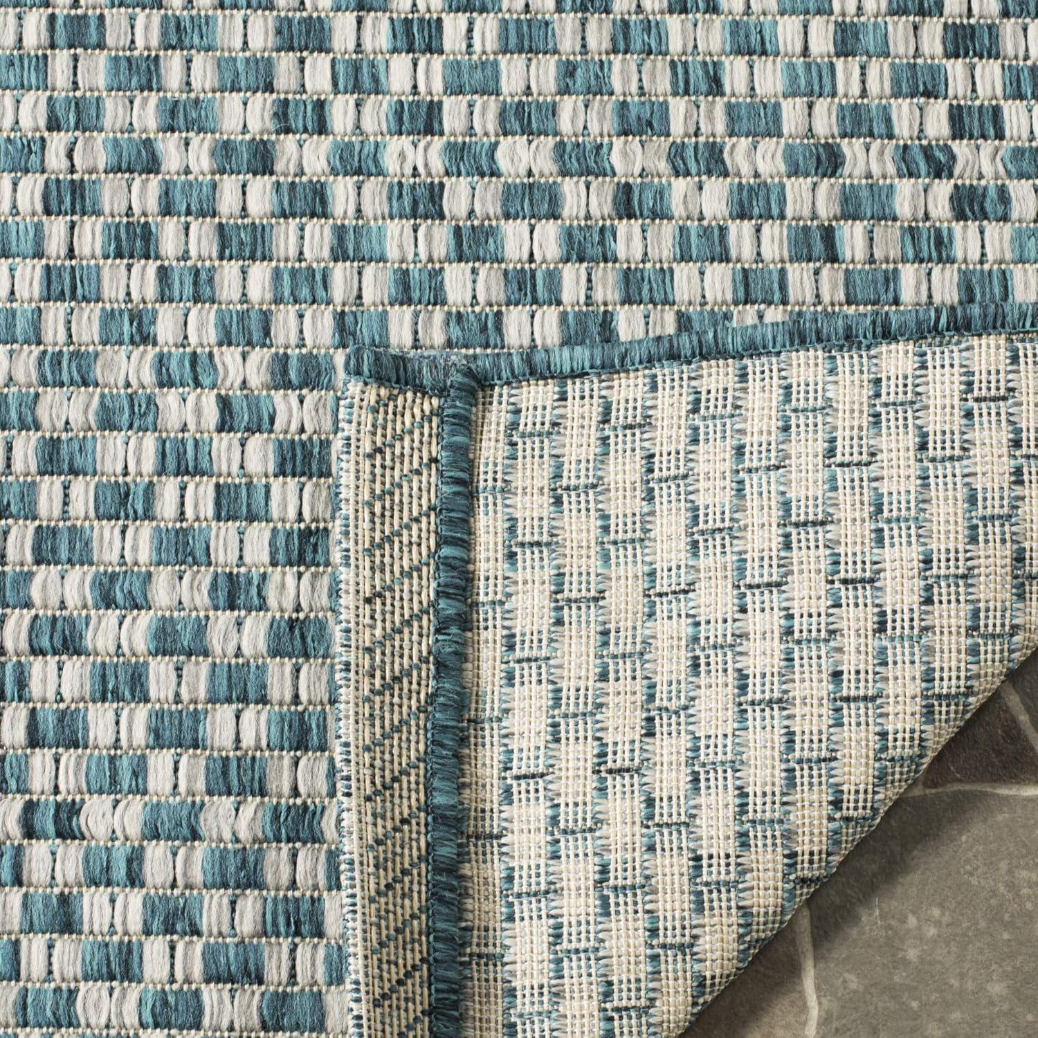 Courtyard CY8653 Power Loomed Indoor and Outdoor Area Rug - Turquoise/Light Grey - 5'3"x7'7" - Safavieh