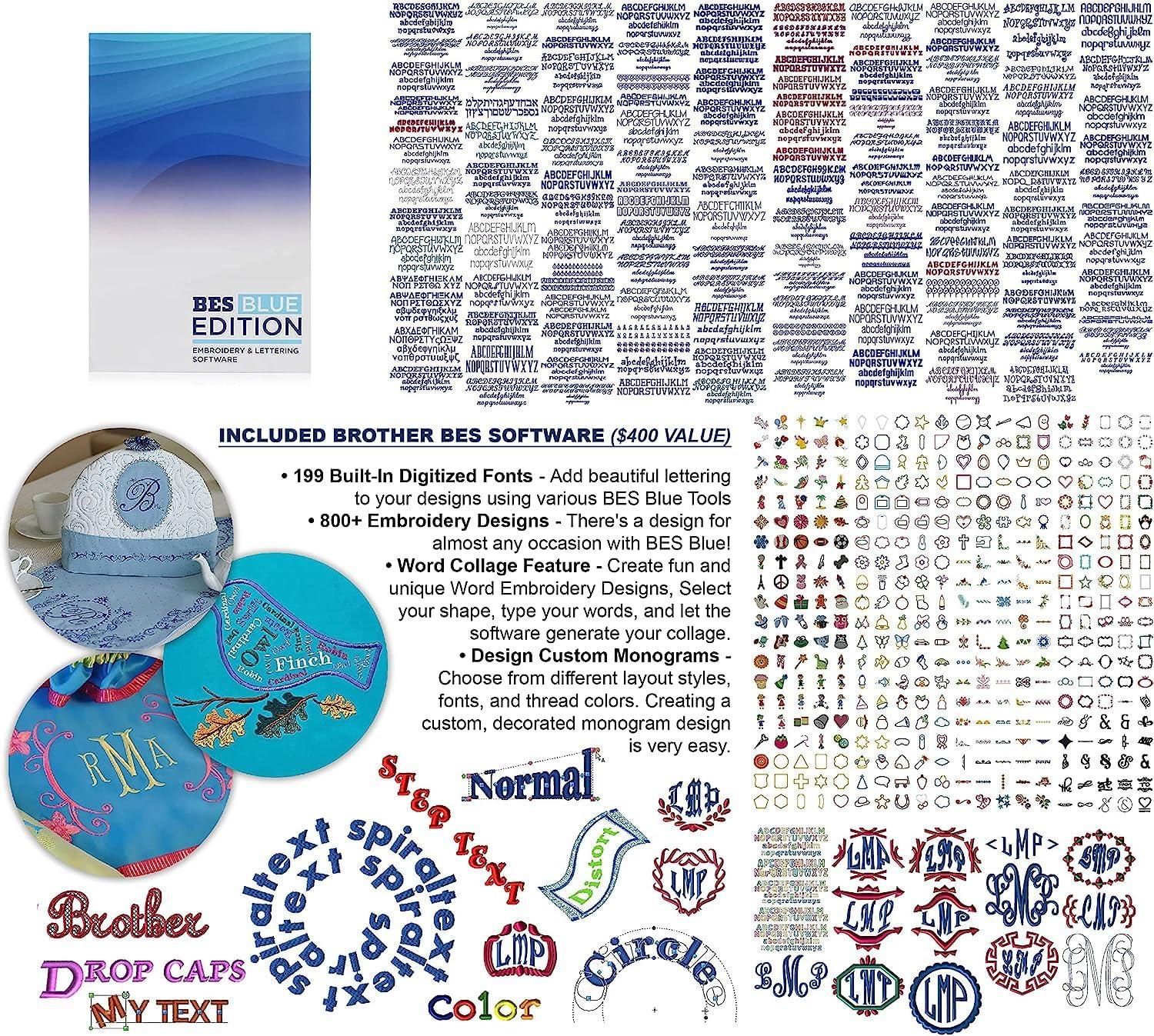 Brother NQ3550W Sewing & Embroidery Machine, 6" x 10" Field Size, 291 Stitches, Includes BES Lettering Software + Brother Magnetic SAMF180 Hoop + Mr. Vac & Mrs. Sew - Embroidery + Sewing Videos