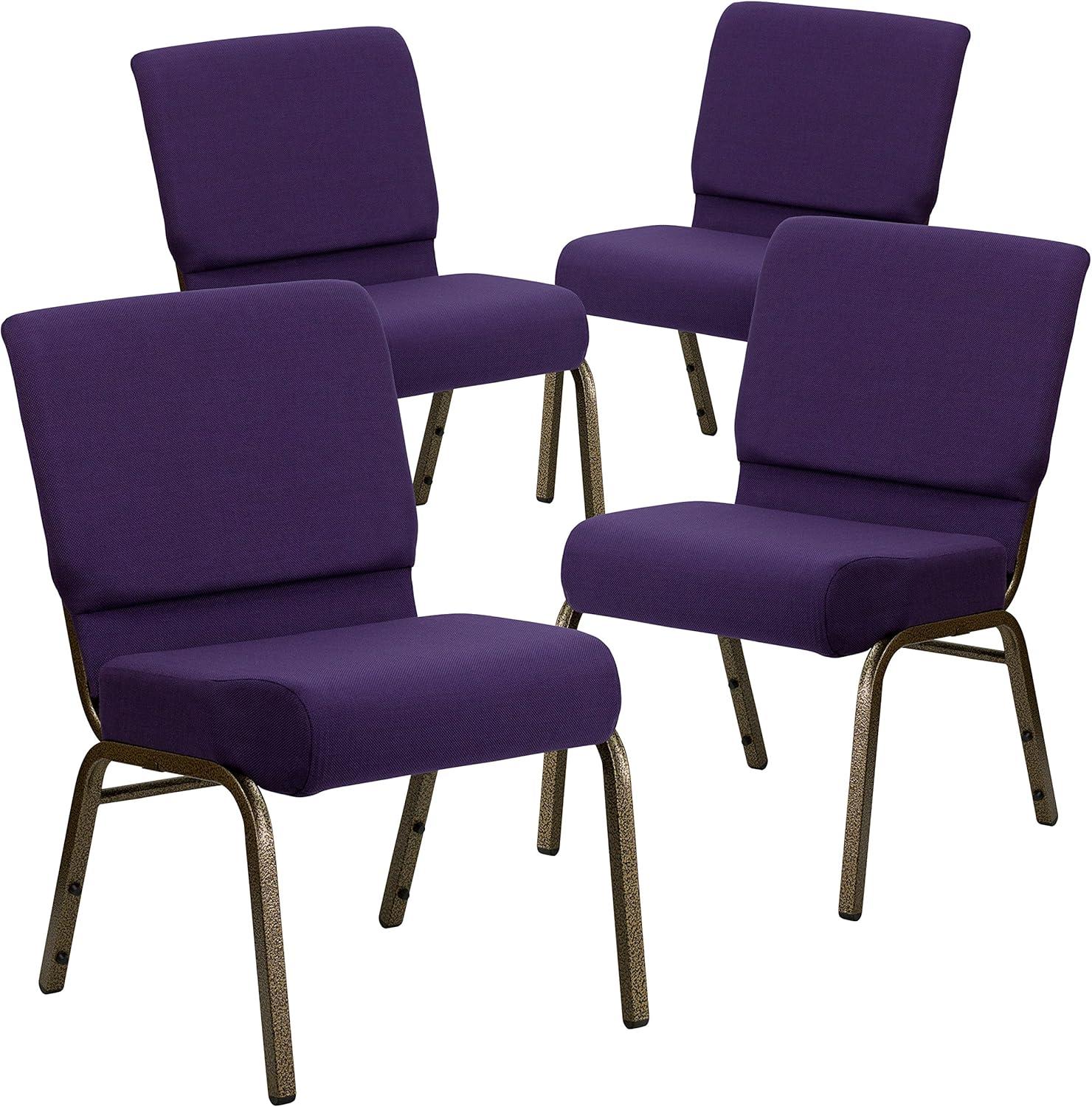 Plum Gold Vein 21" Square-Back Padded Metal Stack Chair Set