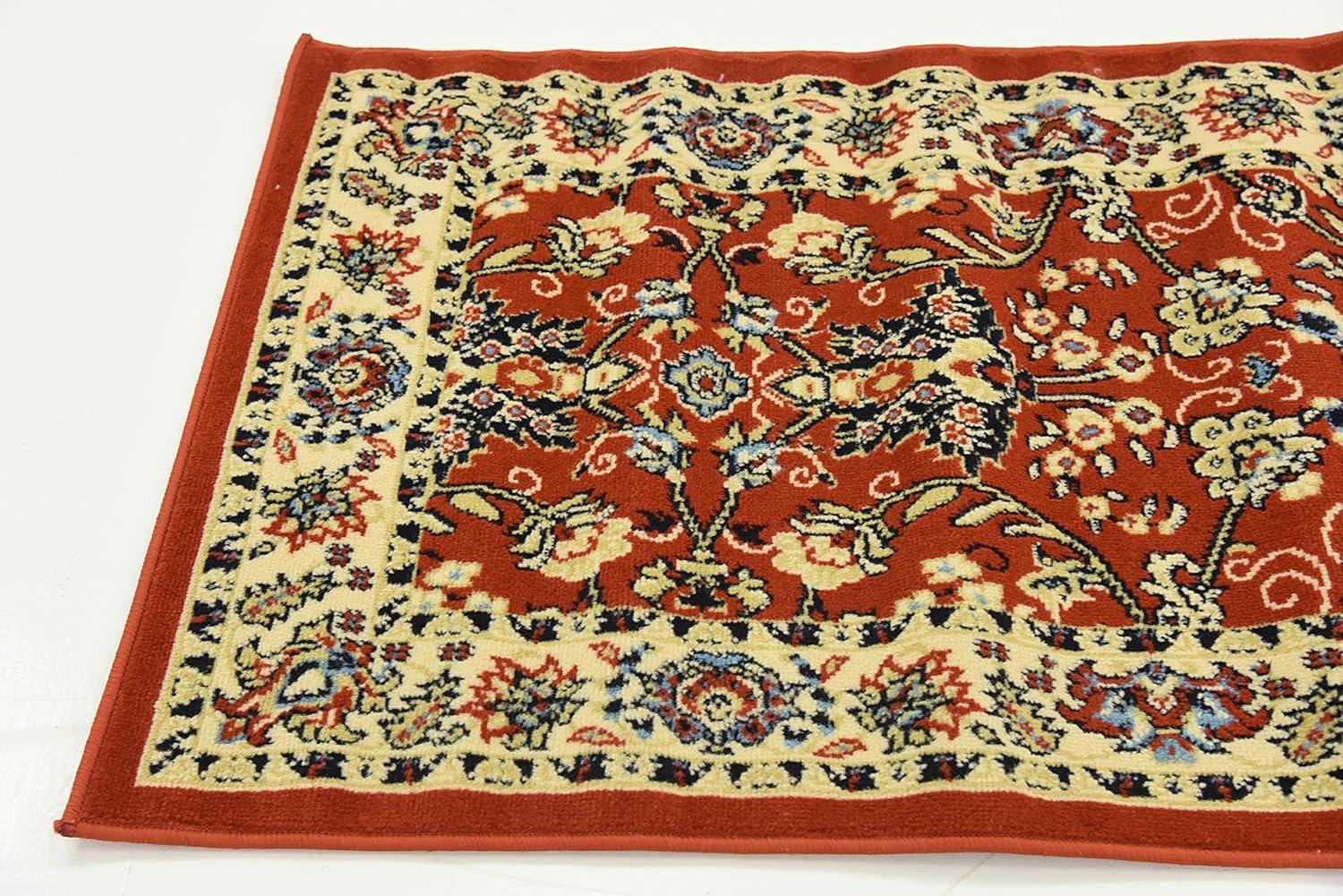 Unique Loom Sialk Hill Collection Area Rug - Washington (2' 7" x 10' Runner Terracotta/Cream) Floral Traditional Perfect For Living Room Bed Room Dining Room Office