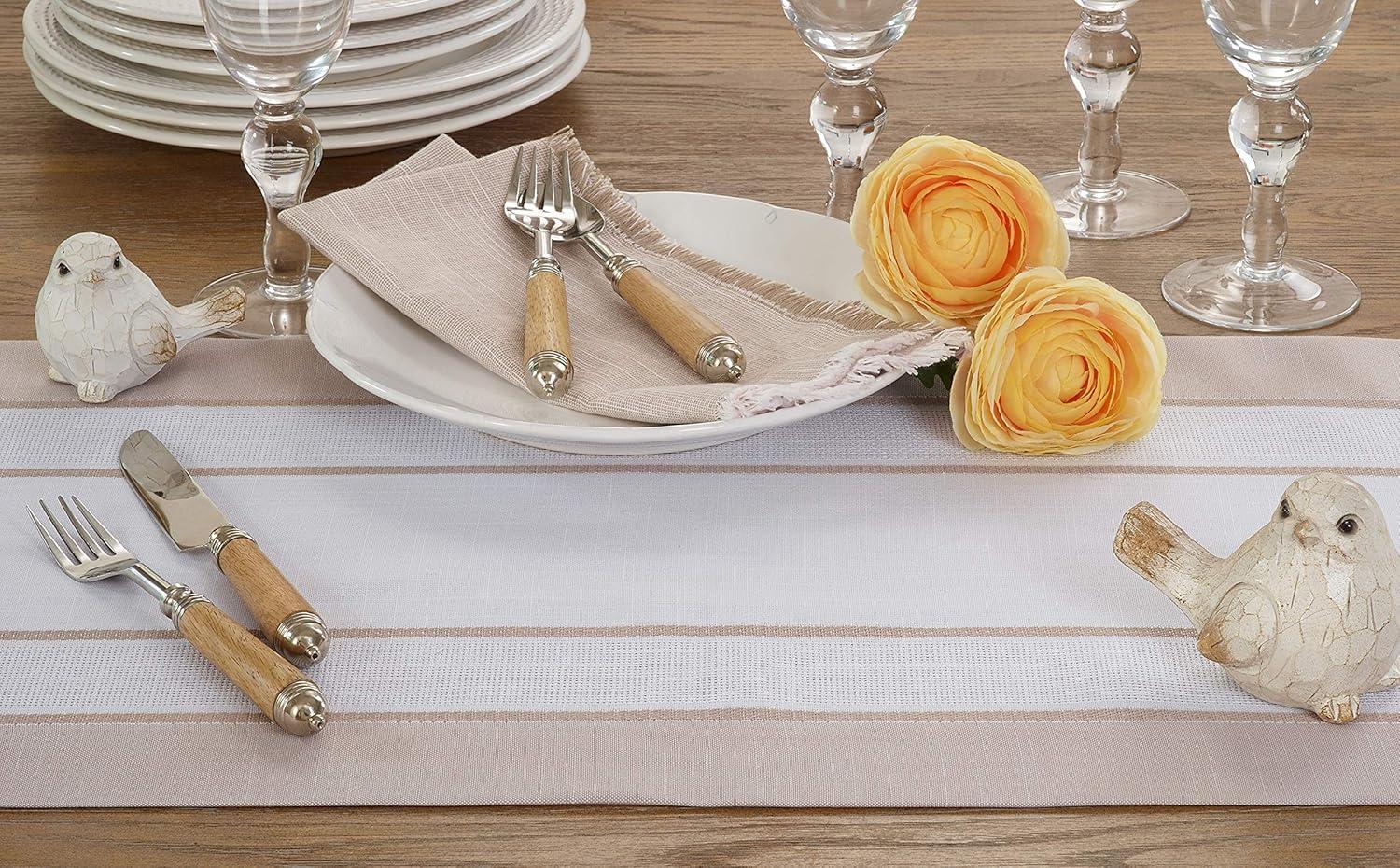 Saro Lifestyle Casual Table Runner With Banded Border Design