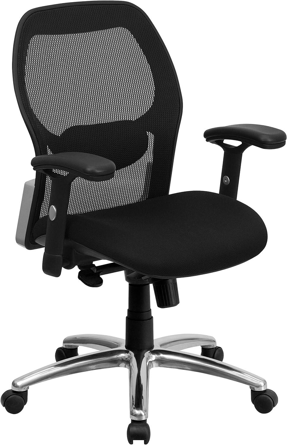 Flash Furniture Mid-Back Super Mesh Executive Swivel Office Chair with Knee Tilt Control and Adjustable Arms