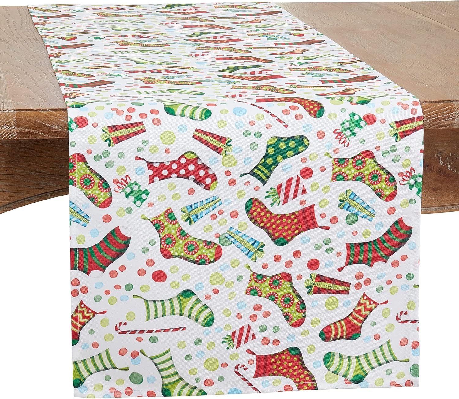 Saro Runner_Christmas Stockings Design Table Runner