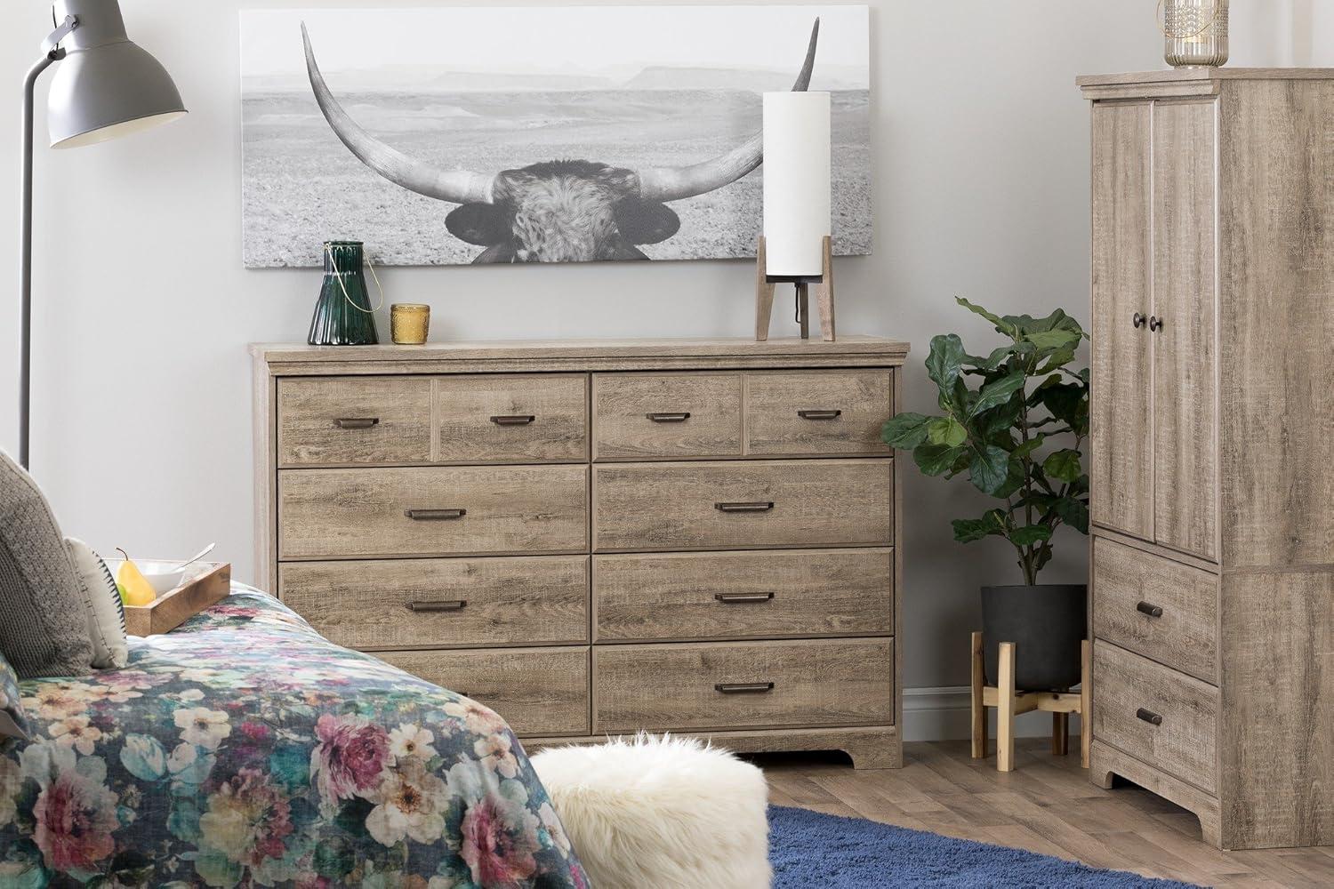 Cottage Charm Weathered Oak Double Dresser with Soft Close Drawers