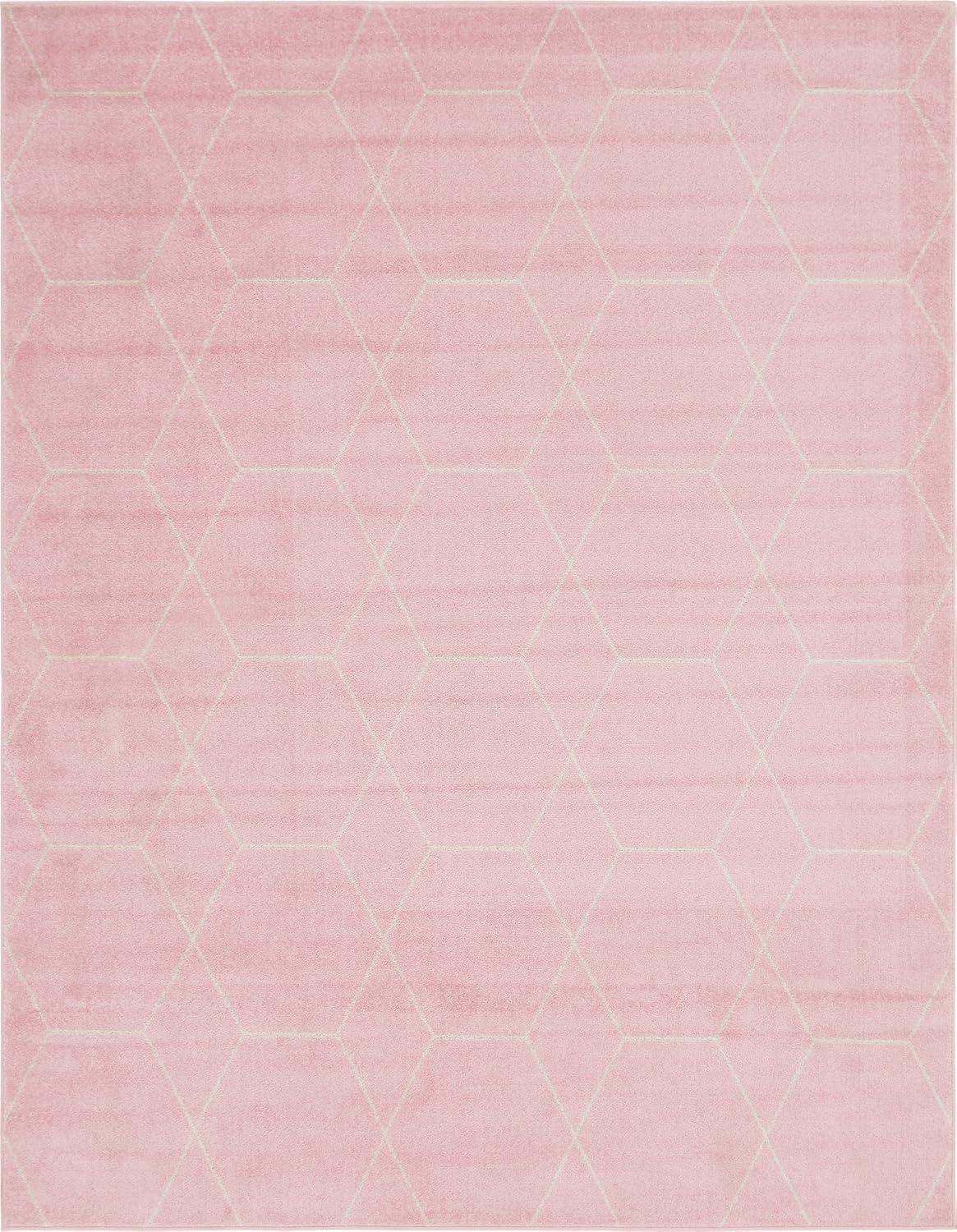 Unique Loom 8' 0 x 10' 0 Trellis Frieze Geometric Light Pink Area Rug