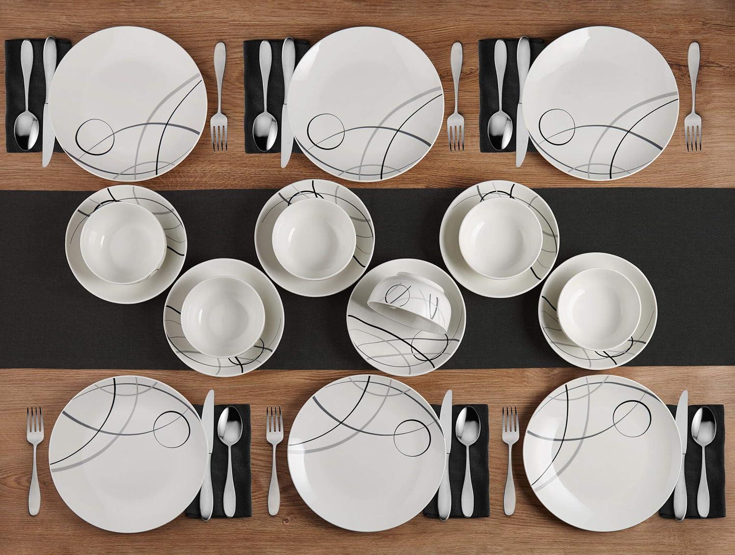 Circles 18-Piece Porcelain Dinnerware Set, Service for 6