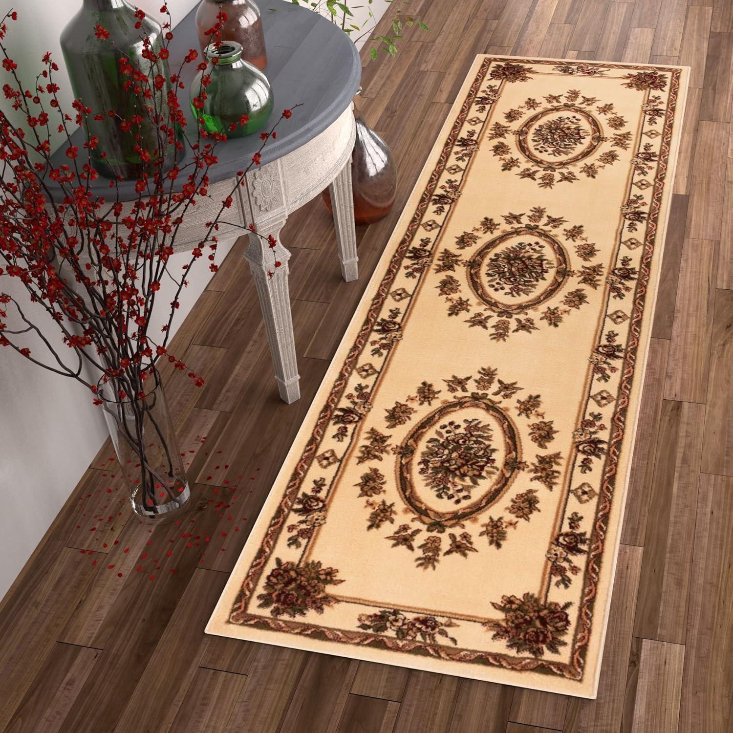 Well Woven Pastoral Medallion French European Floral Formal Traditional Modern Classic Thick Soft 5'3" x 7'3" Red Area Rug