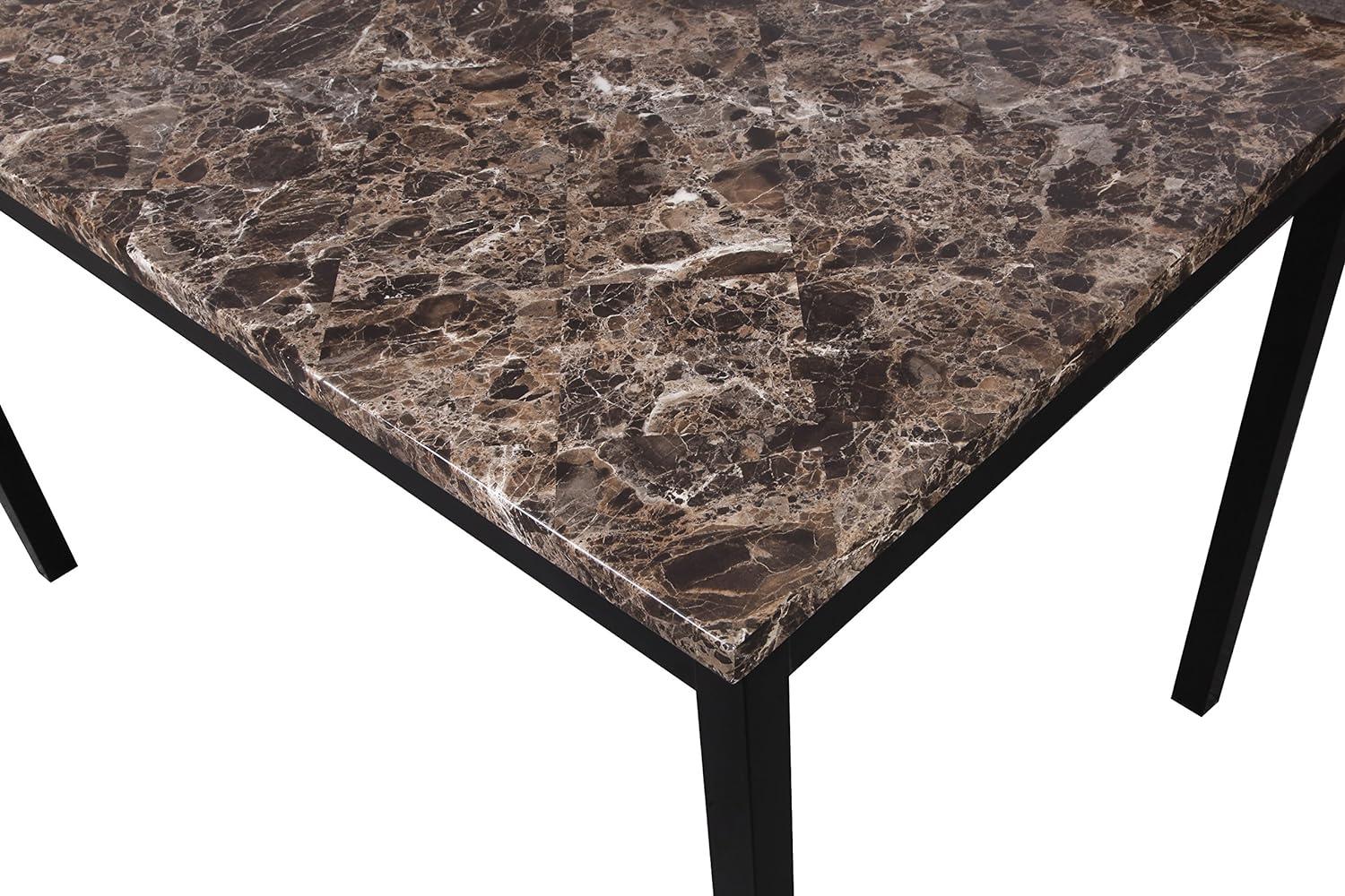 Roundhill Furniture Noyes Metal Dining Table with Faux Marble Top