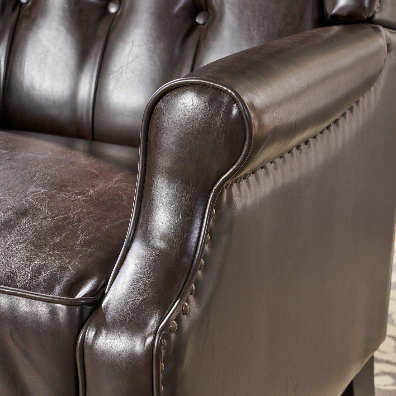 Walter Brown Bonded Leather Recliner Club Chair - Christopher Knight Home: Comfortable Seating, 250lb Capacity