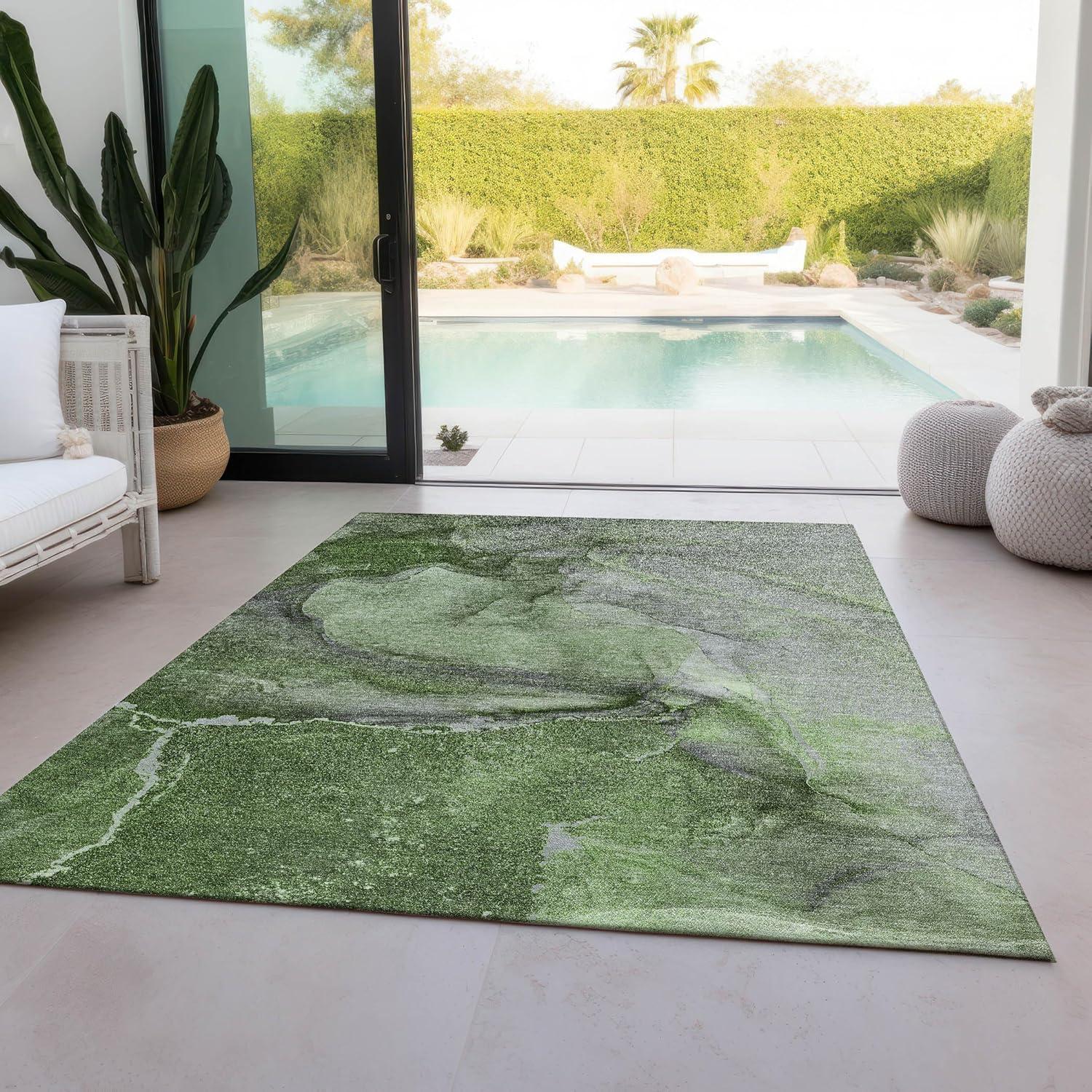 Olive Green Synthetic Flat Woven 8' x 10' Area Rug