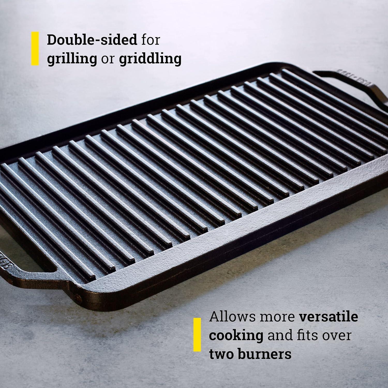 Lodge Cast Iron Blacklock Triple Seasoned Double Burner Griddle