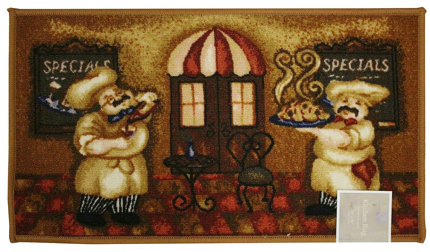 Kashi Home Kitchen Rug, Printed Area Rug, Durable Floor, Door Mat, Farmhouse Non-Slip Carpet Latex Backing Beautiful Design, Chef 20x40 Rectangle