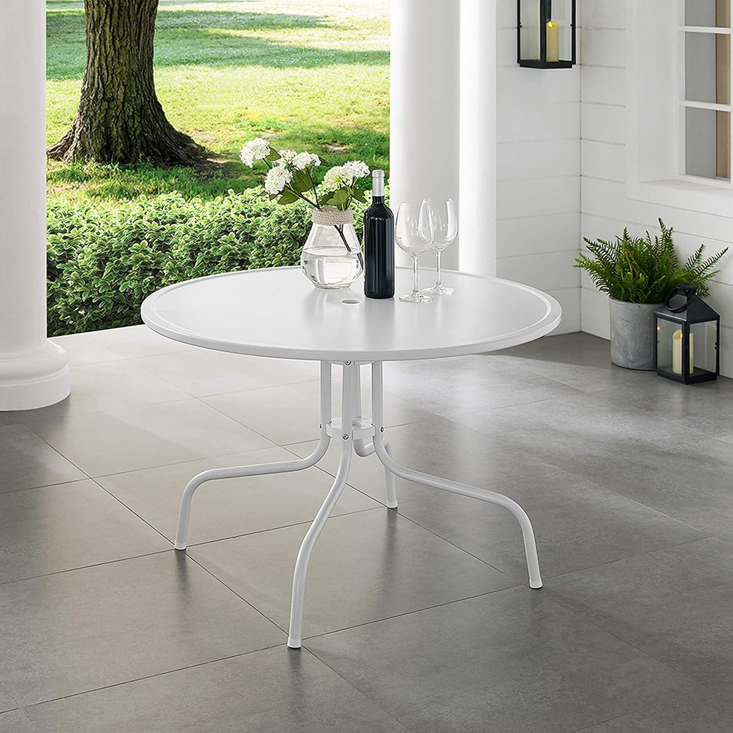 Burley Round 4 - Person 39" Long Powder Coated Steel Dining Set