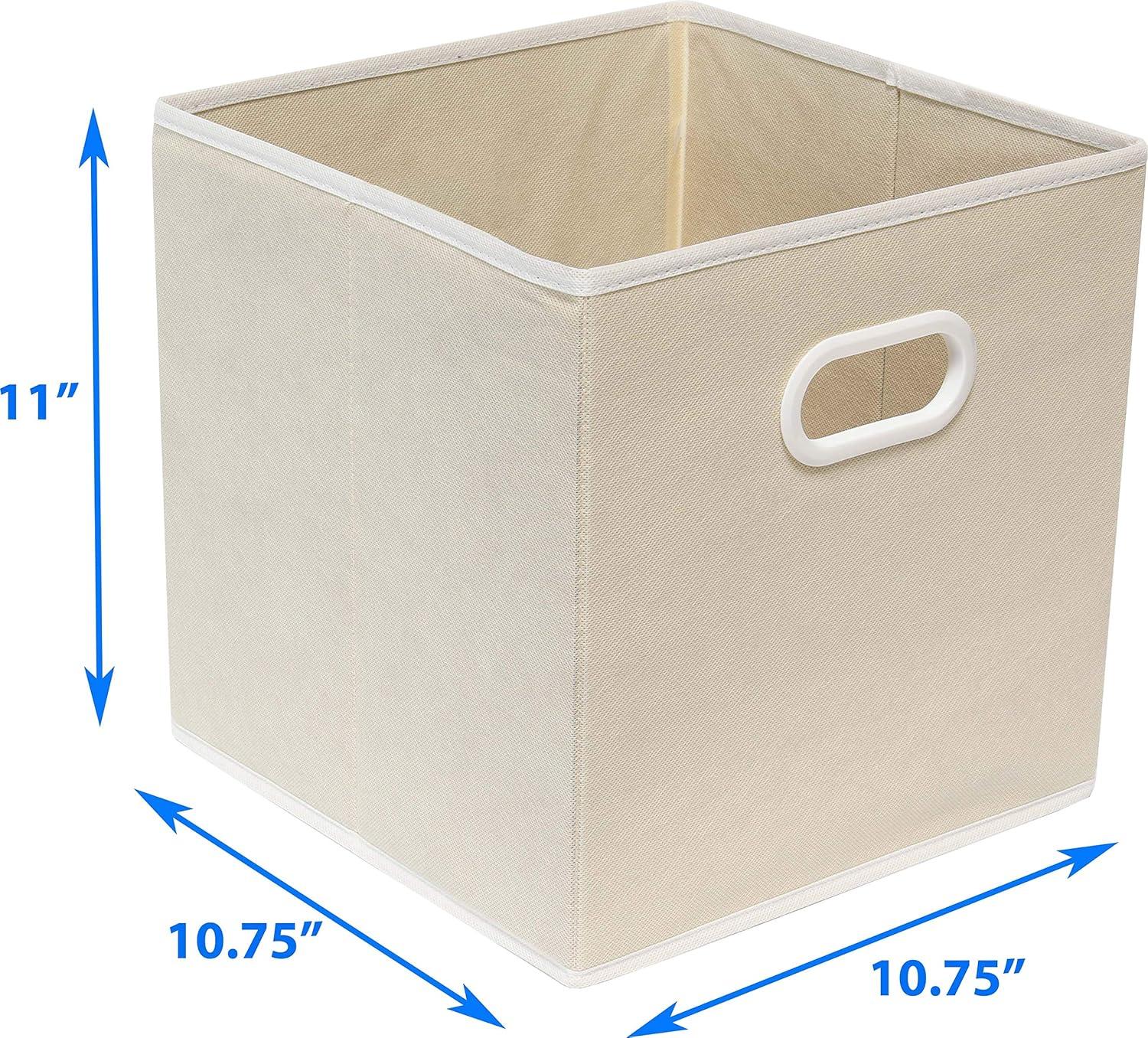 Simple Houseware Foldable Cube Storage Bin with Handle, 6 Pack, Beige