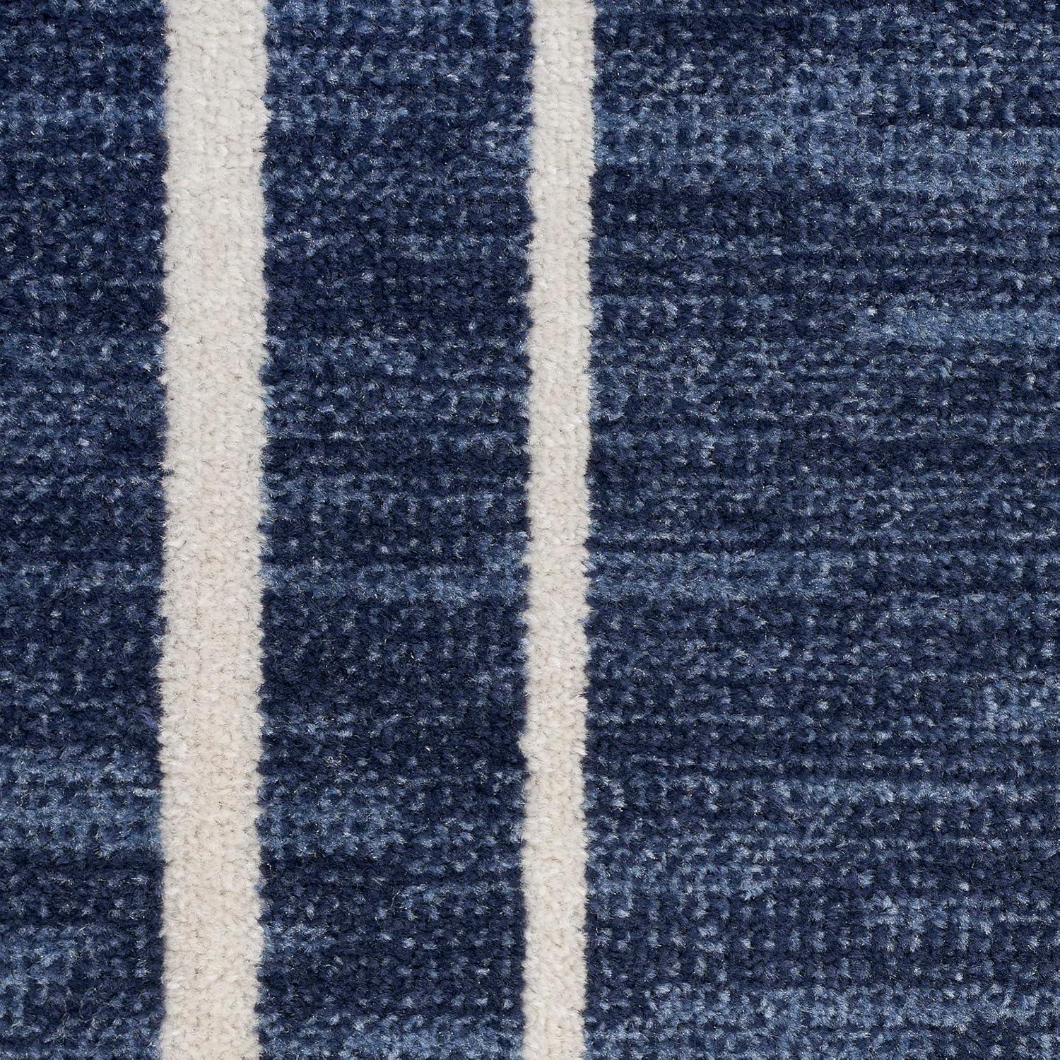 Nourison Essentials 9' x 12' Navy/Ivory Contemporary Bordered Indoor/Outdoor Area Rug