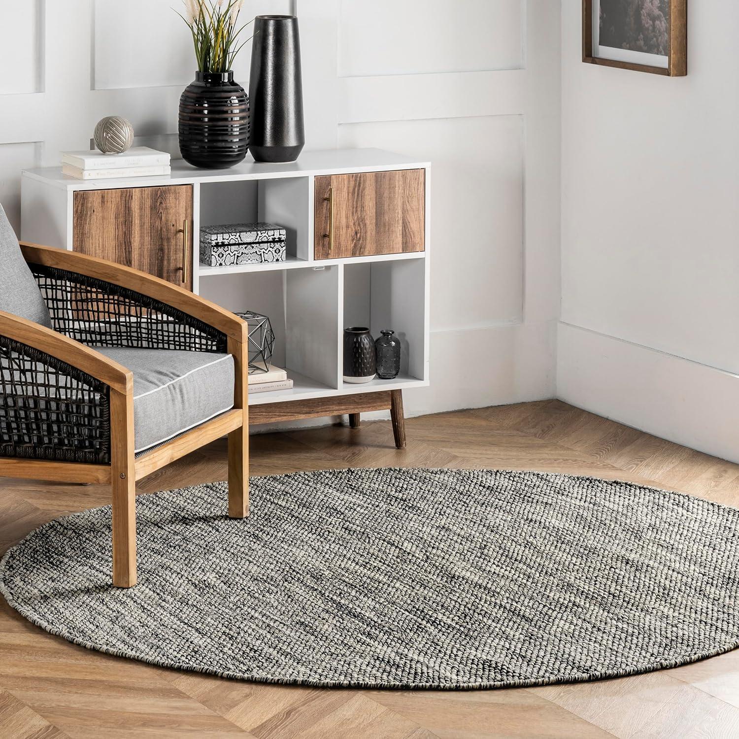 Nuloom Alessi Hand Woven Cotton Indoor Area Rug, Round 6', Gray