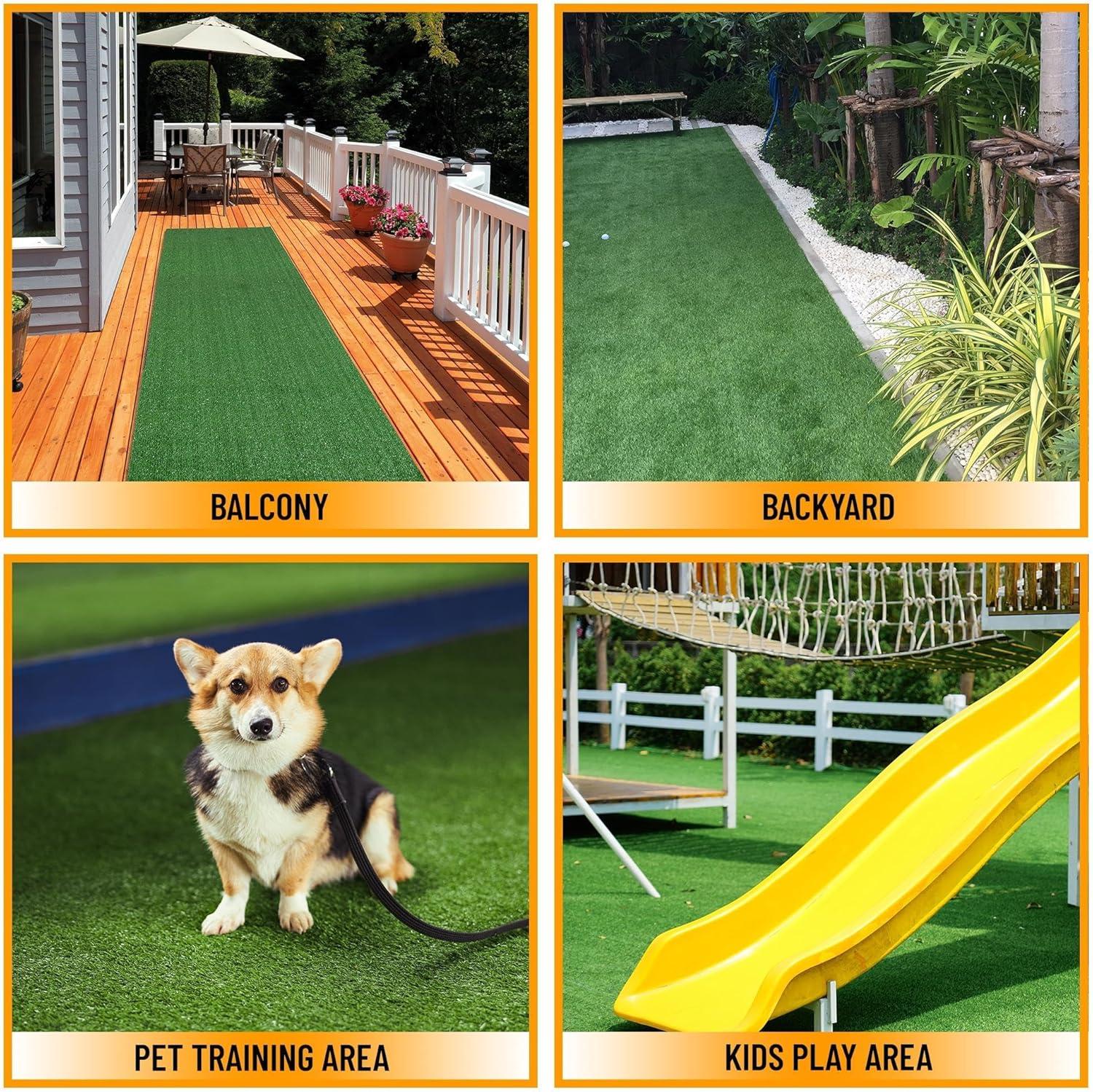 Grass Waterproof Indoor/Outdoor Artificial Grass Turf Rugs and Rolls Customized Size For Balcony, Patios