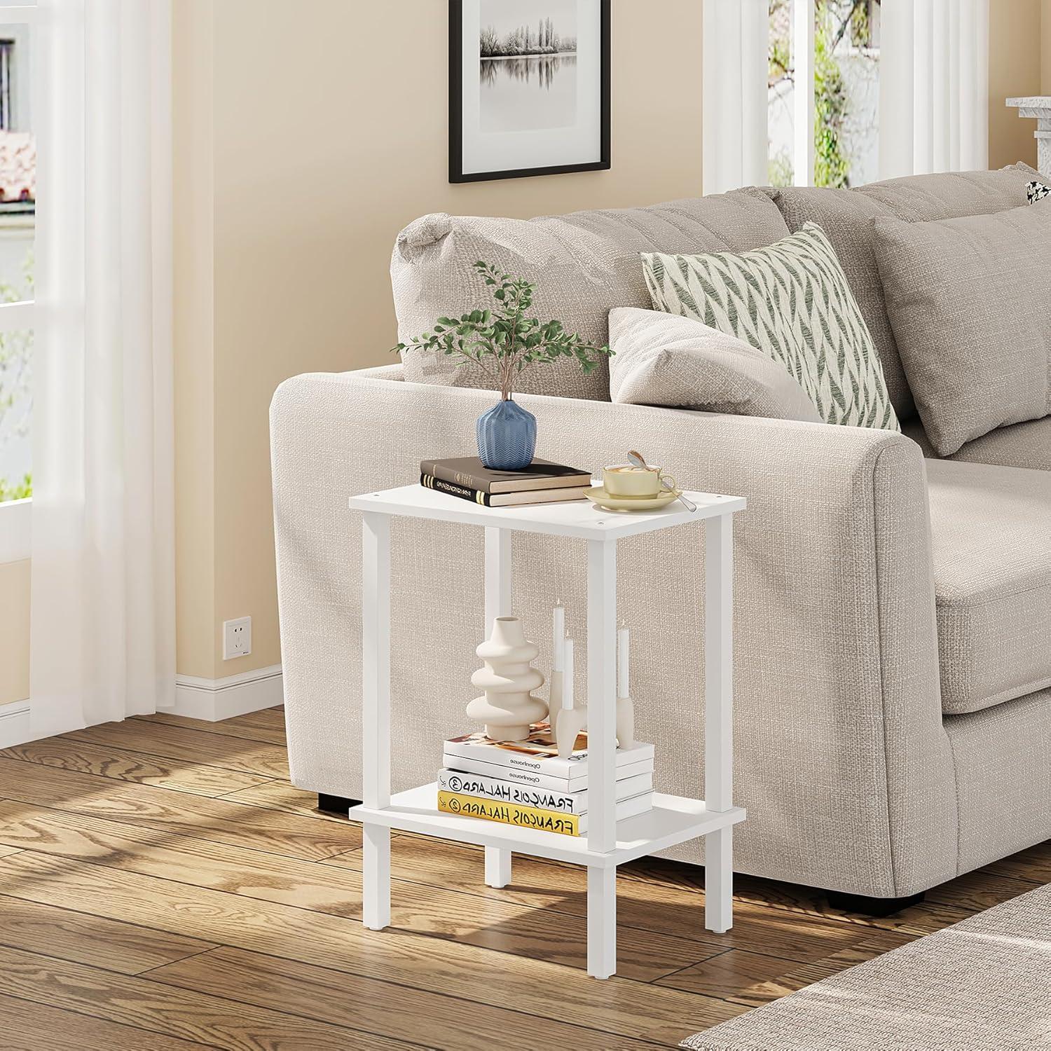 End Table, Set of 2, Side Table, Nightstand, 2-Tier Storage Shelf, Sofa Table for Small Space, Living Room, Bed Room TB01BW035
