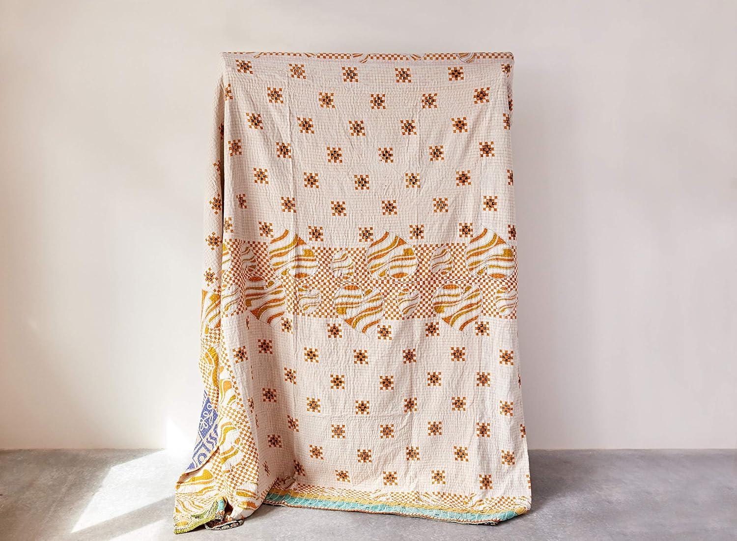 Soft Cotton Vintage Kantha Quilt Coverlet Blanket