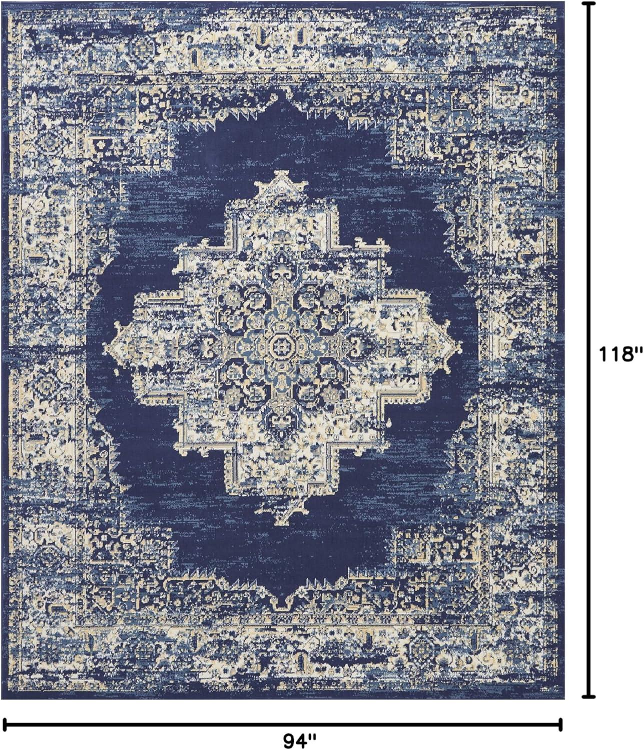 Nourison Grafix GRF14 Navy Blue Area Rug 7'10" x 9'10"