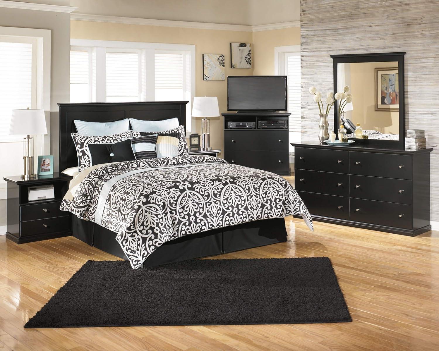 Black Upholstered Tufted King Panel Bed with Wood Frame