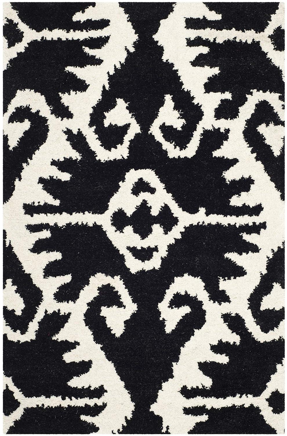 Wyndham WYD323 Hand Tufted Indoor Accent Rug - Black/Ivory - 2'6"x4' - Safavieh.